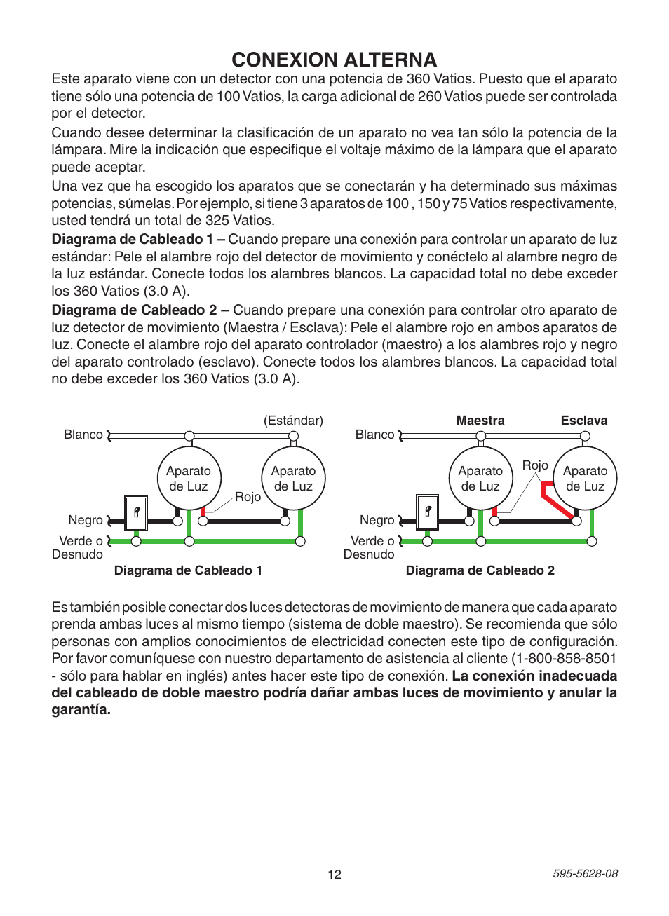 Conexion alterna | Heath Zenith Motion Sensing Diecast Lantern SL-4190 Series User Manual | Page 12 / 24