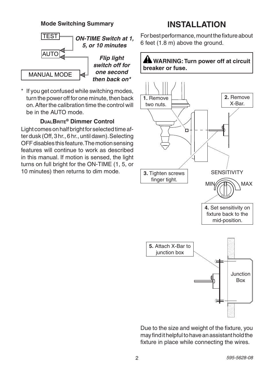 Installation | Heath Zenith Motion Sensing Diecast Lantern SL-4190 Series User Manual | Page 2 / 24