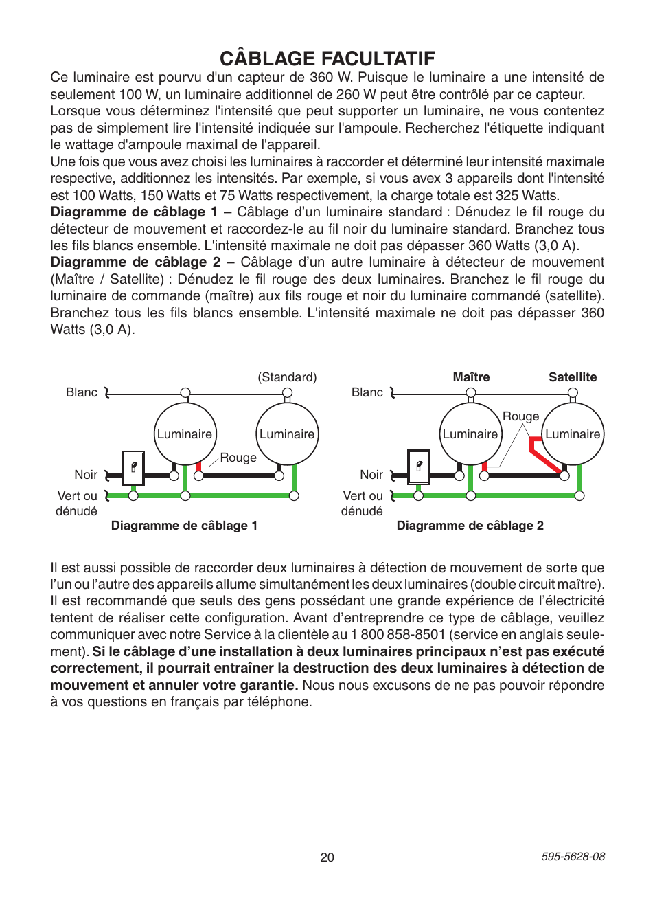 Câblage facultatif | Heath Zenith Motion Sensing Diecast Lantern SL-4190 Series User Manual | Page 20 / 24