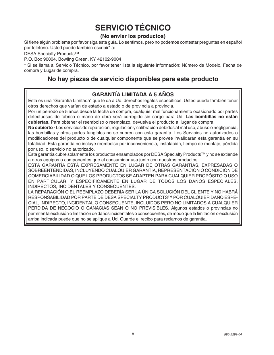 Servicio técnico | Heath Zenith MOTION SENSOR LIGHT SL-7001 User Manual | Page 8 / 8