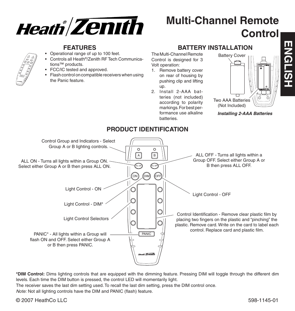 Heath Zenith Multi-Channel Remote Control User Manual | 12 pages