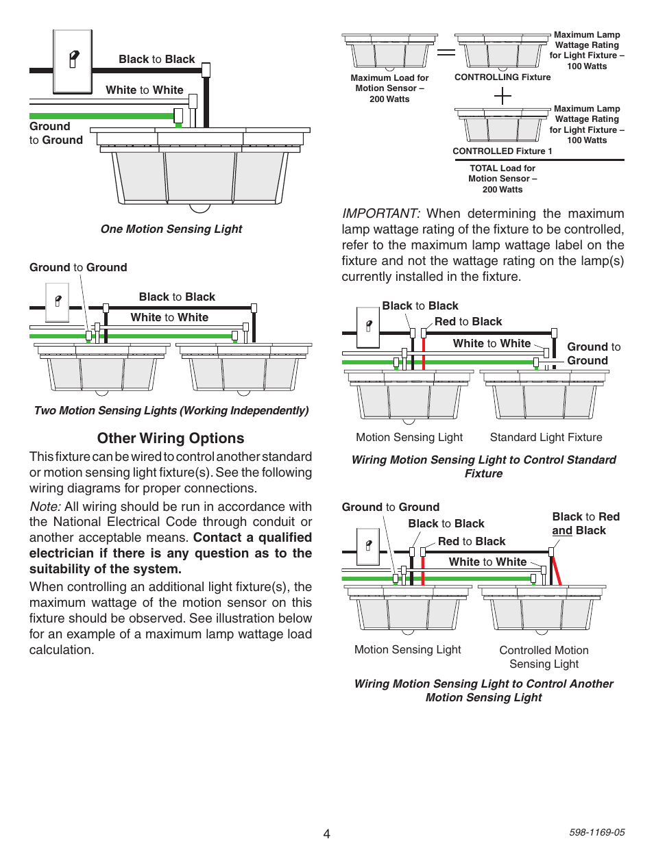 Other wiring options | Heath Zenith Motion Sensing Porch Light PF-4300-BK User Manual | Page 4 / 24