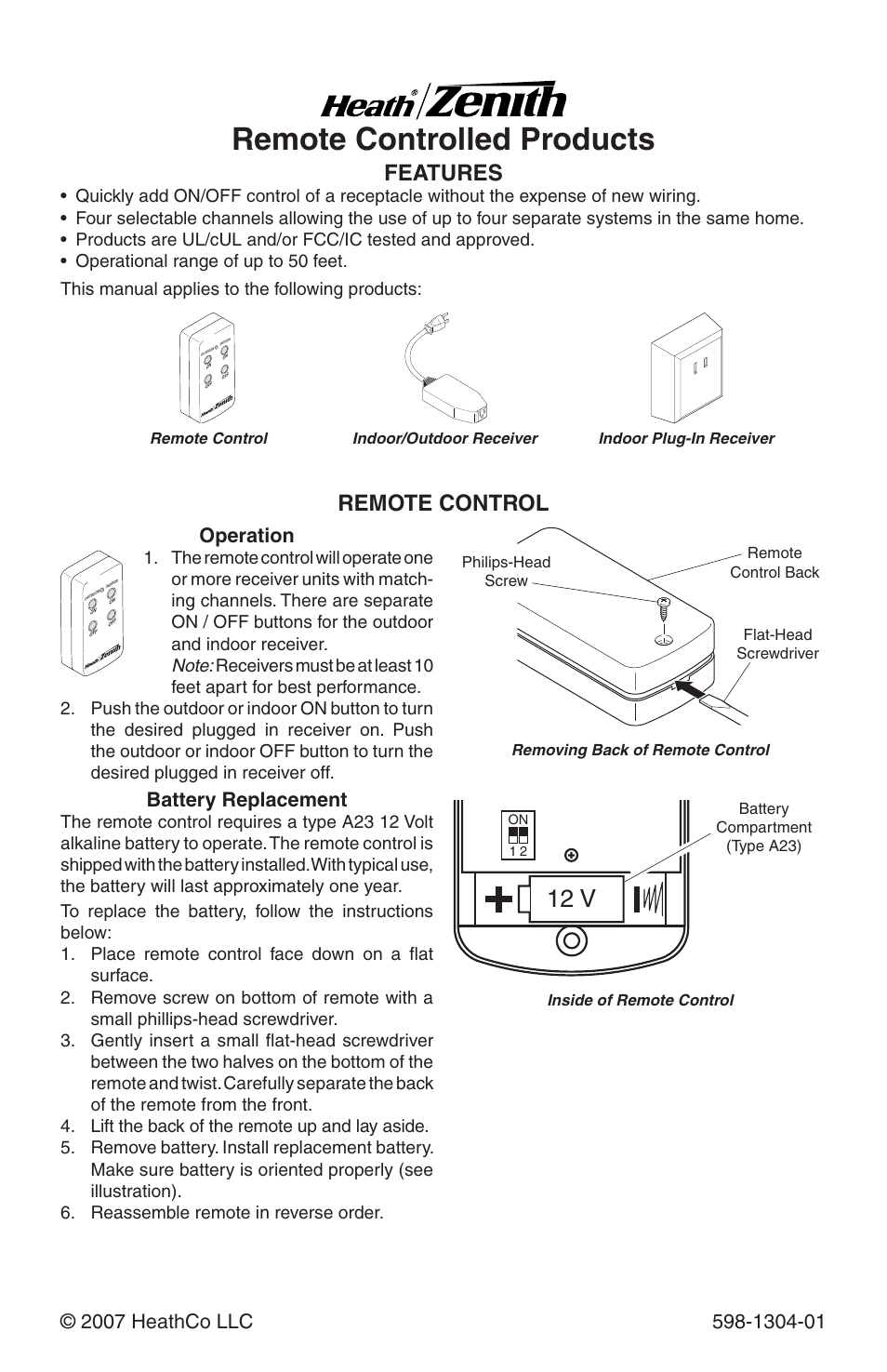 Heath Zenith 598-1304-01 User Manual | 16 pages