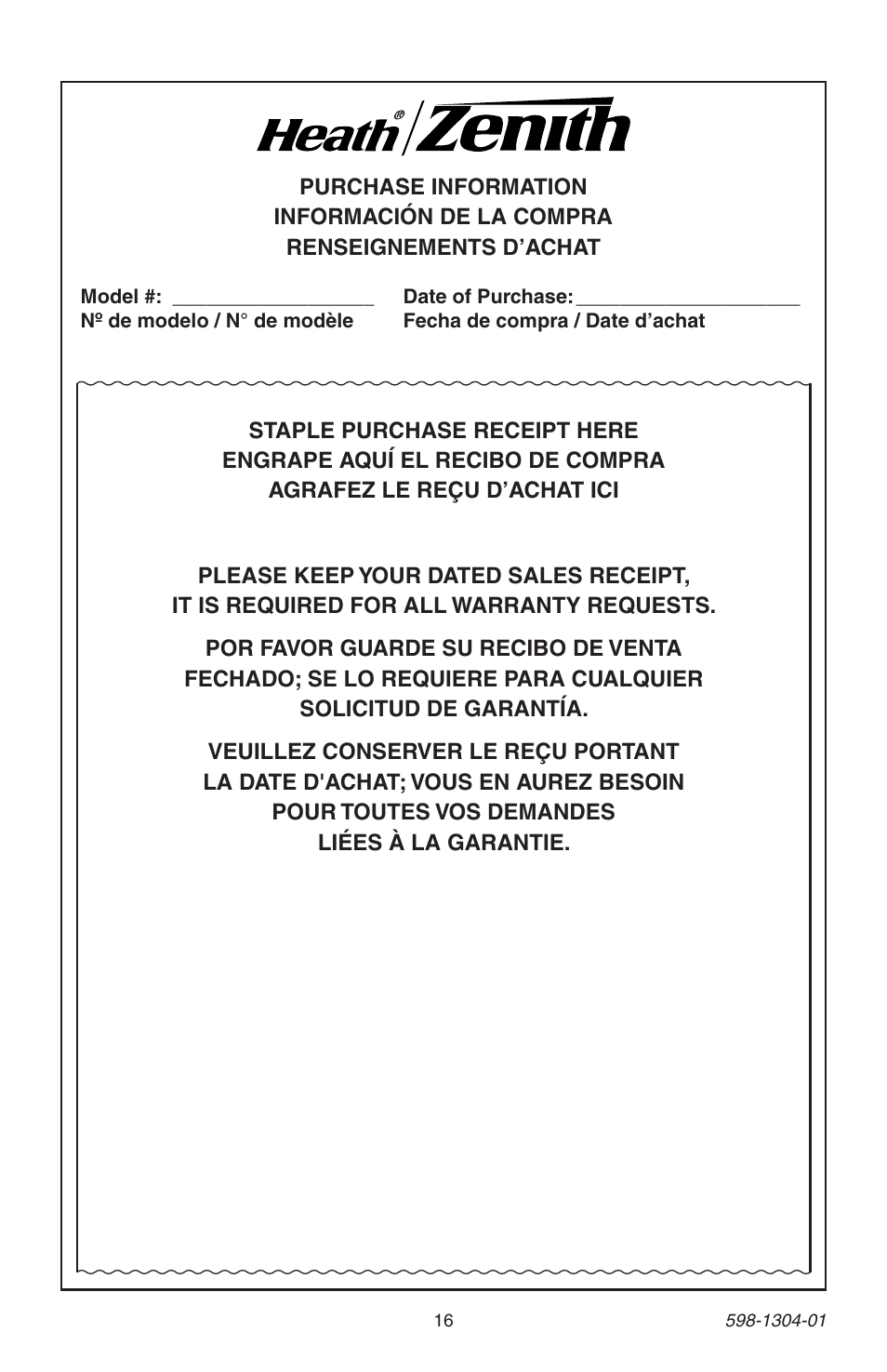 Heath Zenith 598-1304-01 User Manual | Page 16 / 16