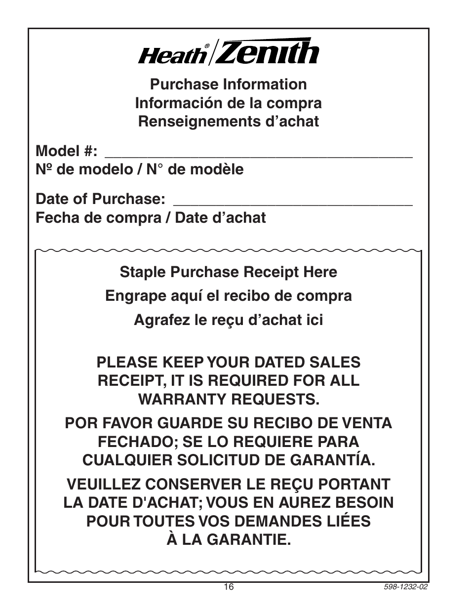 Heath Zenith 6106 User Manual | Page 16 / 16