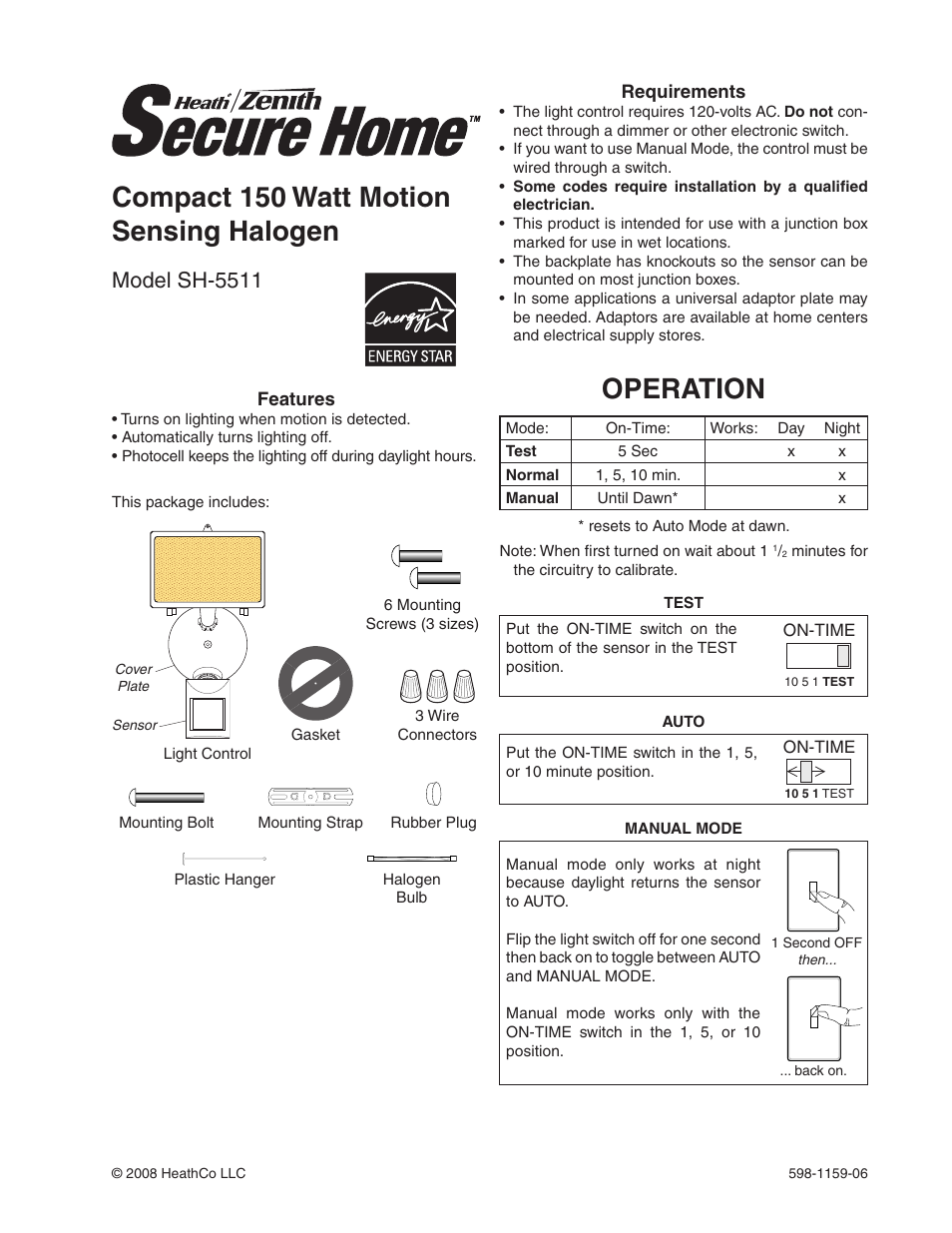Heath Zenith SH-5511 User Manual | 20 pages