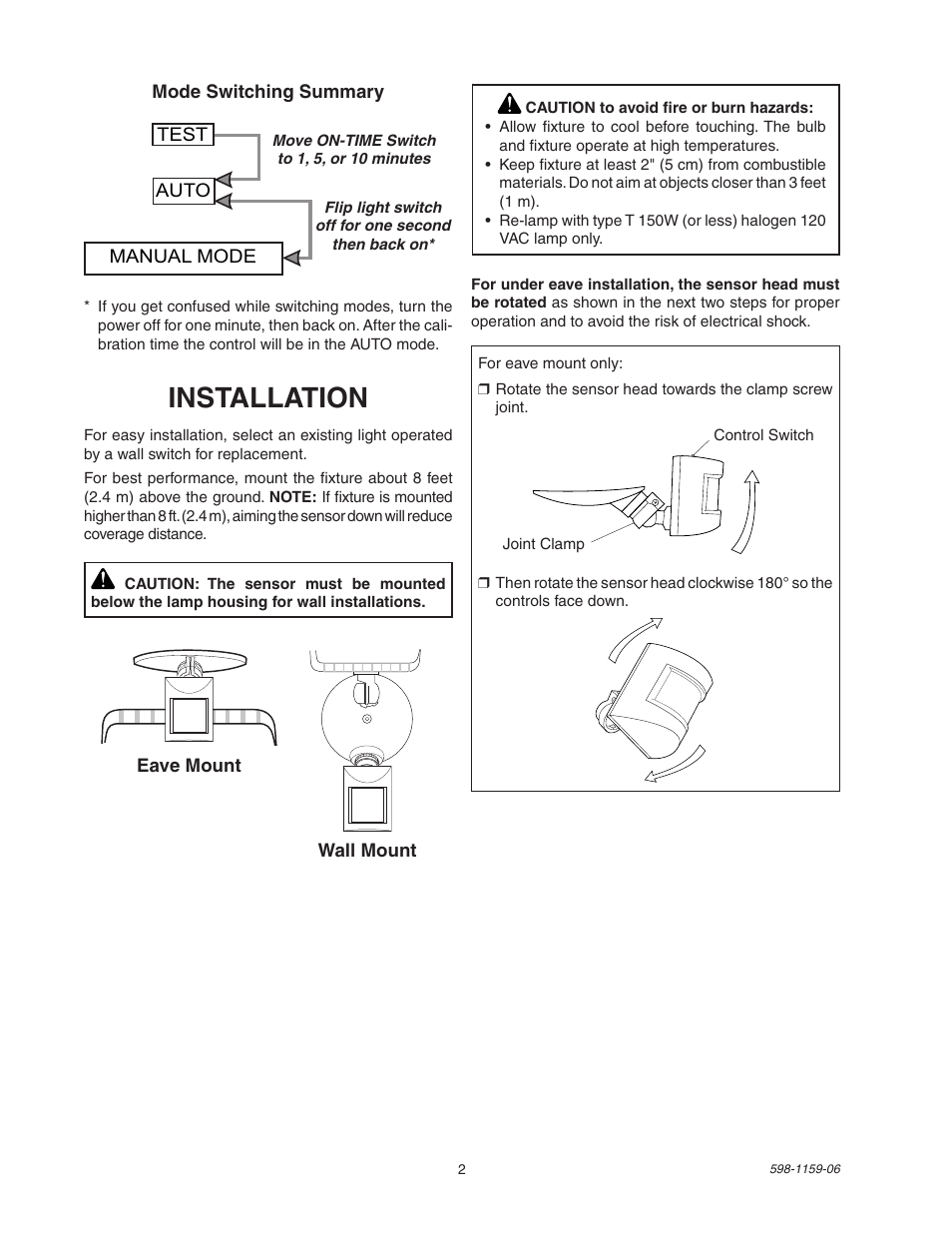 Installation | Heath Zenith SH-5511 User Manual | Page 2 / 20