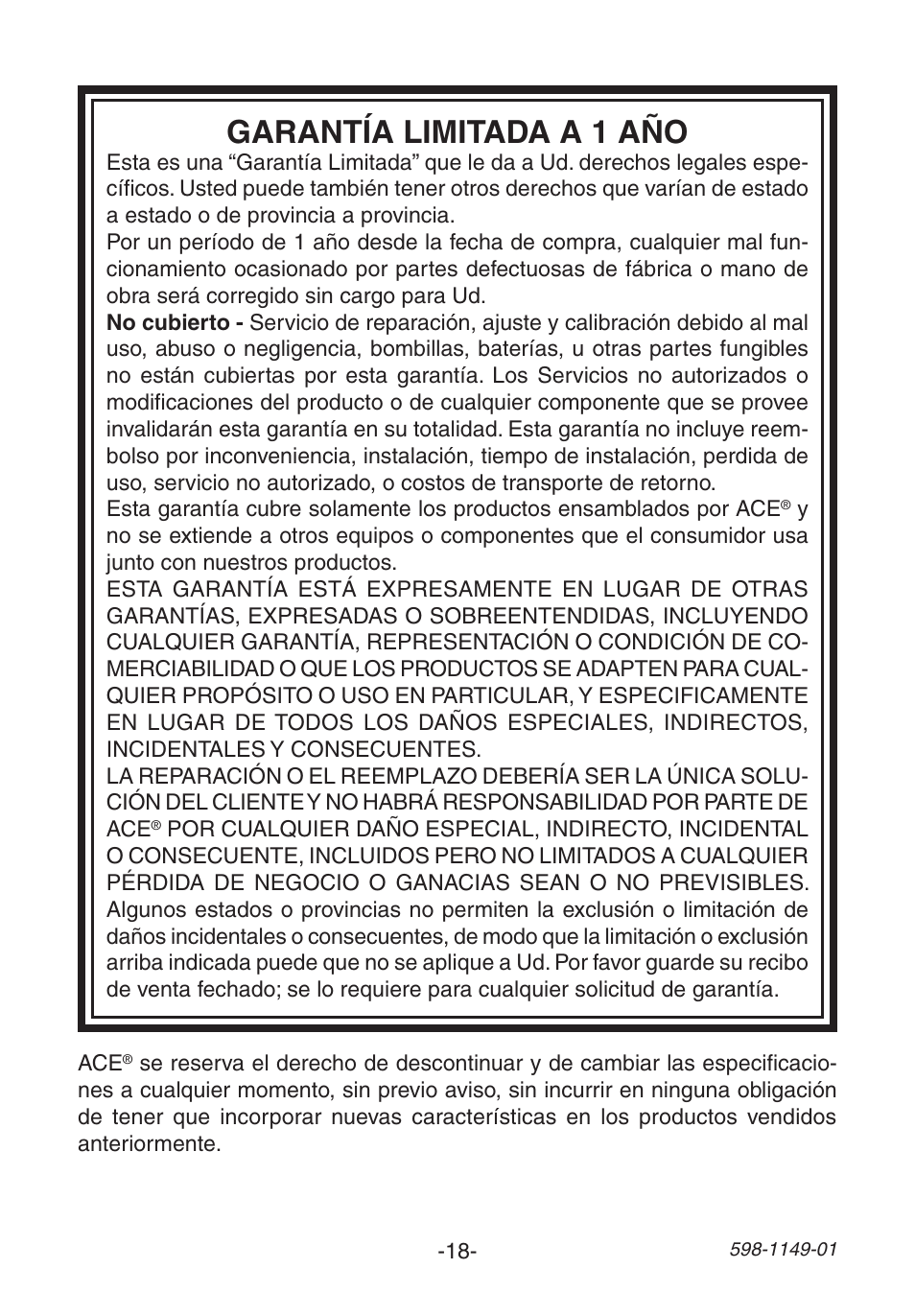 Garantía limitada a 1 año | Heath Zenith 3196425 User Manual | Page 18 / 28