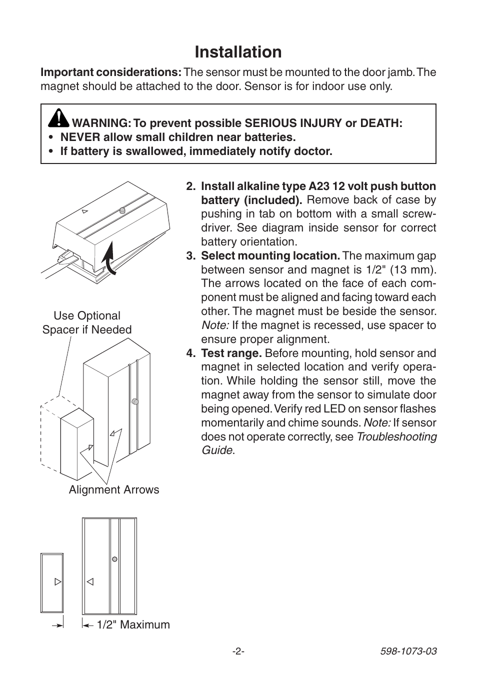 Installation | Heath Zenith 3003530 User Manual | Page 2 / 24