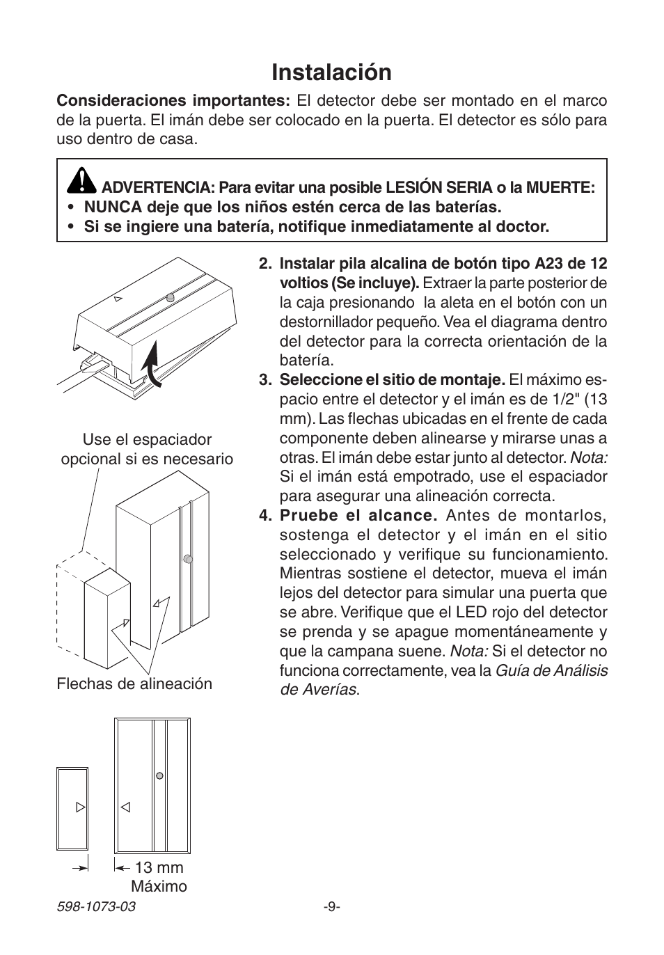 Instalación | Heath Zenith 3003530 User Manual | Page 9 / 24