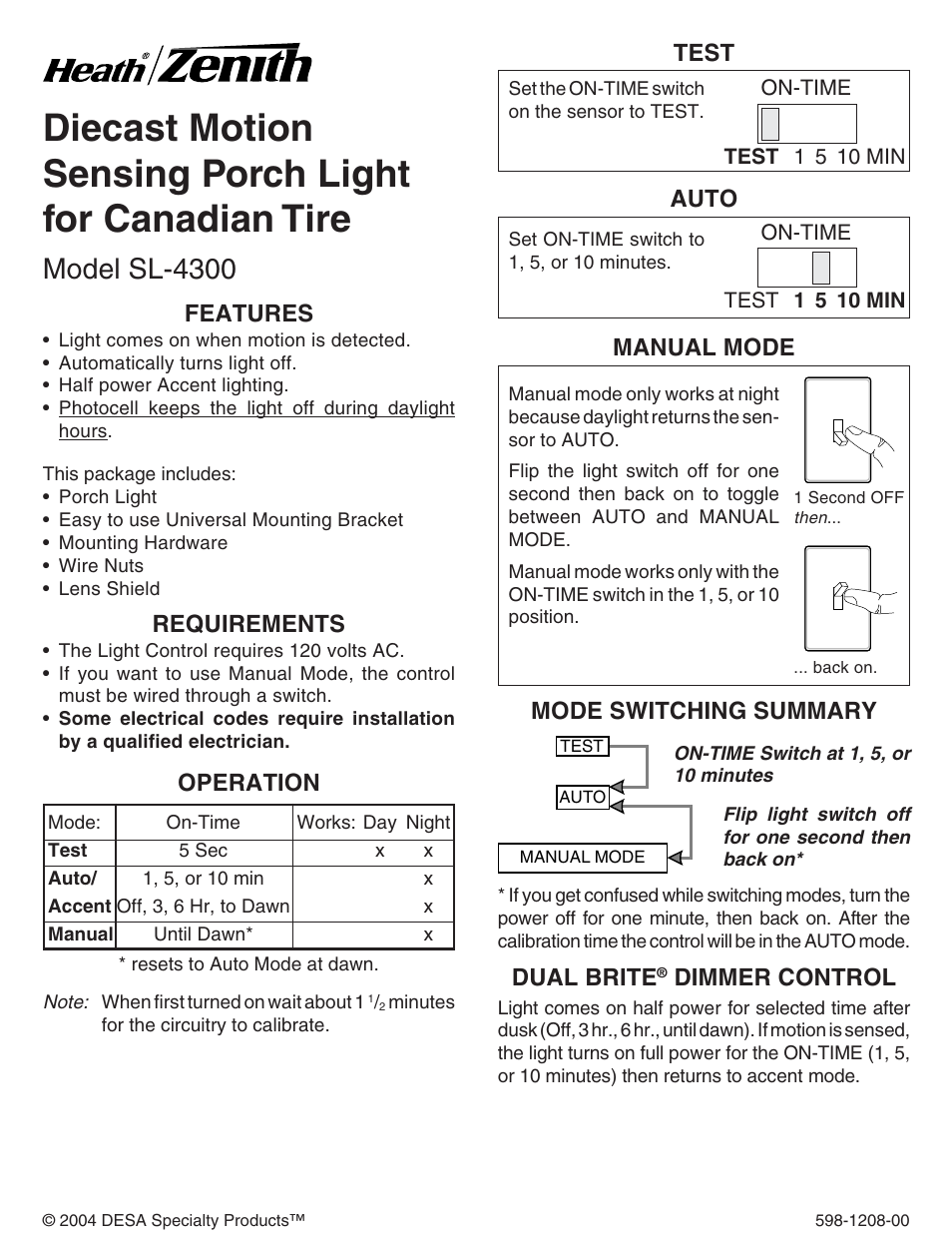 Heath Zenith SL-4300 User Manual | 20 pages