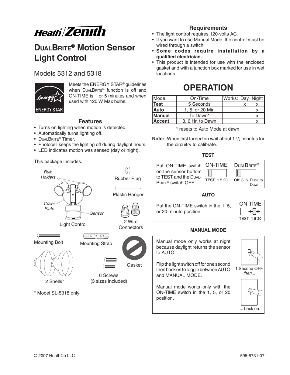 Heath Zenith DualBrite 5318 User Manual | 20 pages