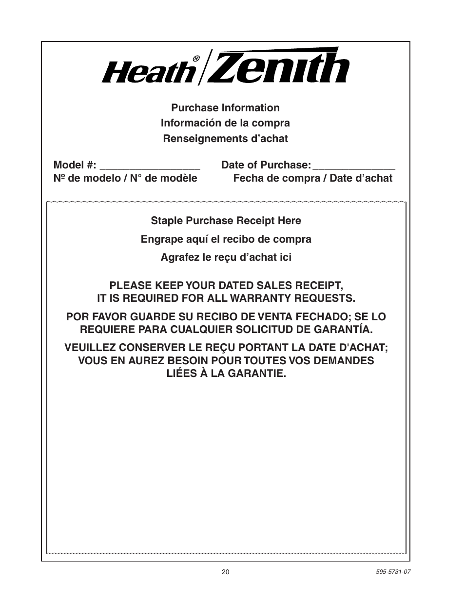 Heath Zenith DualBrite 5318 User Manual | Page 20 / 20