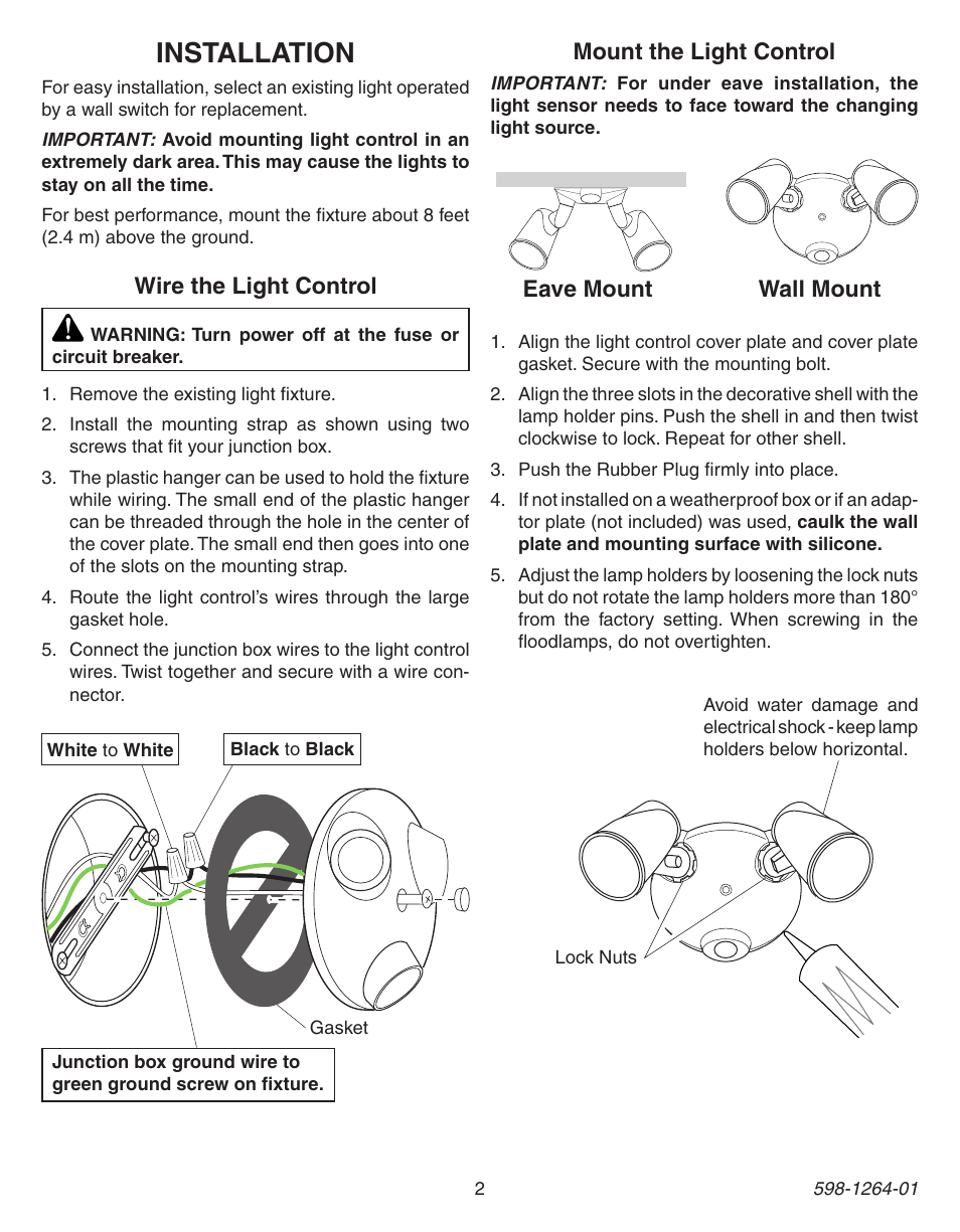 Installation | Heath Zenith Dusk to Dawn Light Control 5403 User Manual | Page 2 / 12
