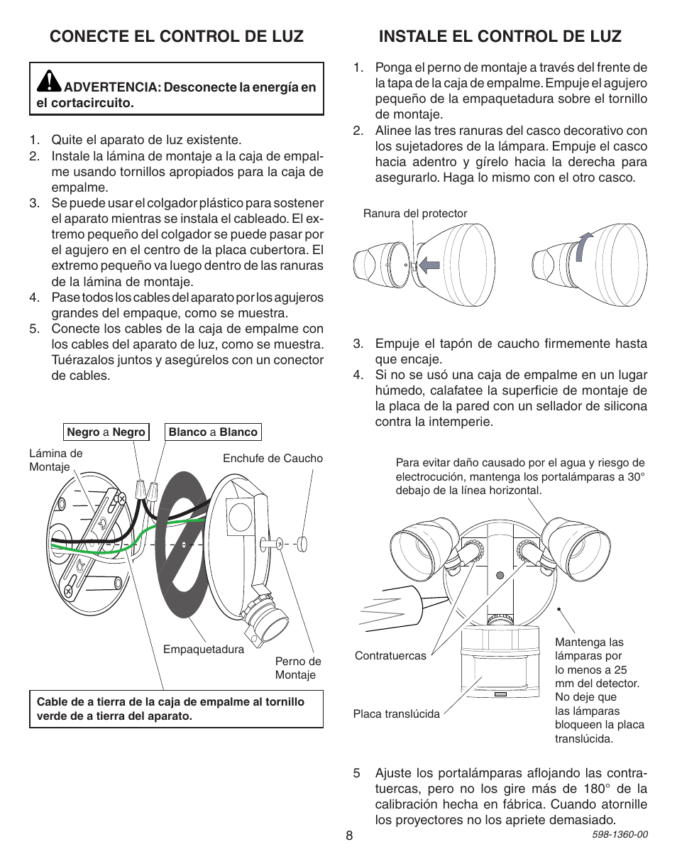 Heath Zenith Motion Sensor Light Control 9700LeD User Manual | Page 8 / 20