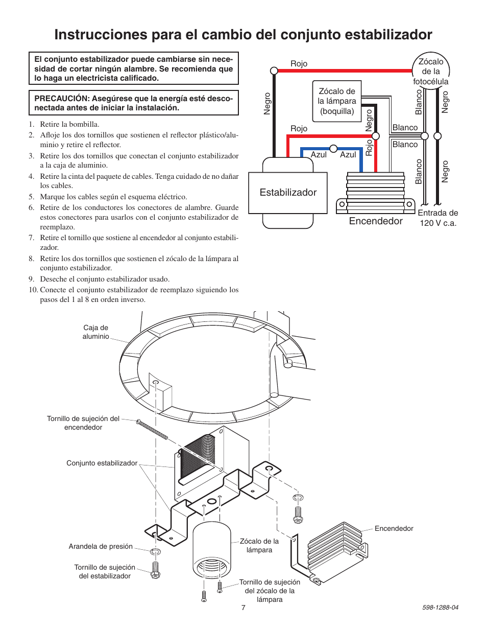 Estabilizador encendedor | Heath Zenith UT-5666-AL User Manual | Page 7 / 12