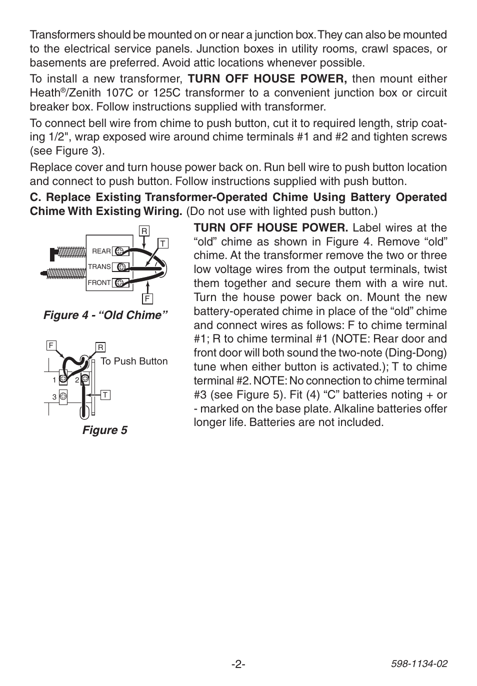 Figure 4 - “old chime, Figure 5 | Heath Zenith Single Entrance Chime 23/M User Manual | Page 2 / 8