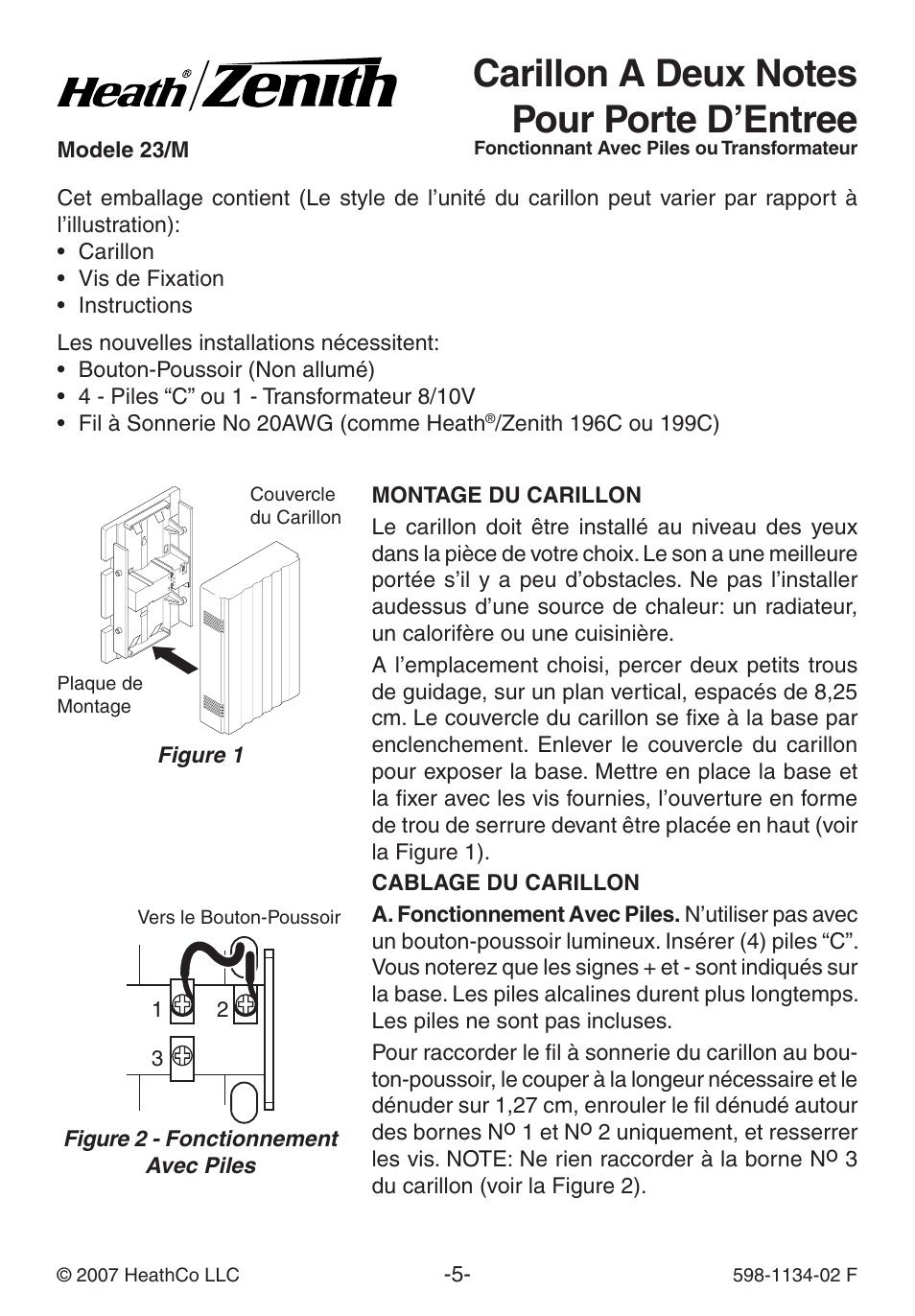 Heath Zenith Single Entrance Chime 23/M User Manual | Page 5 / 8