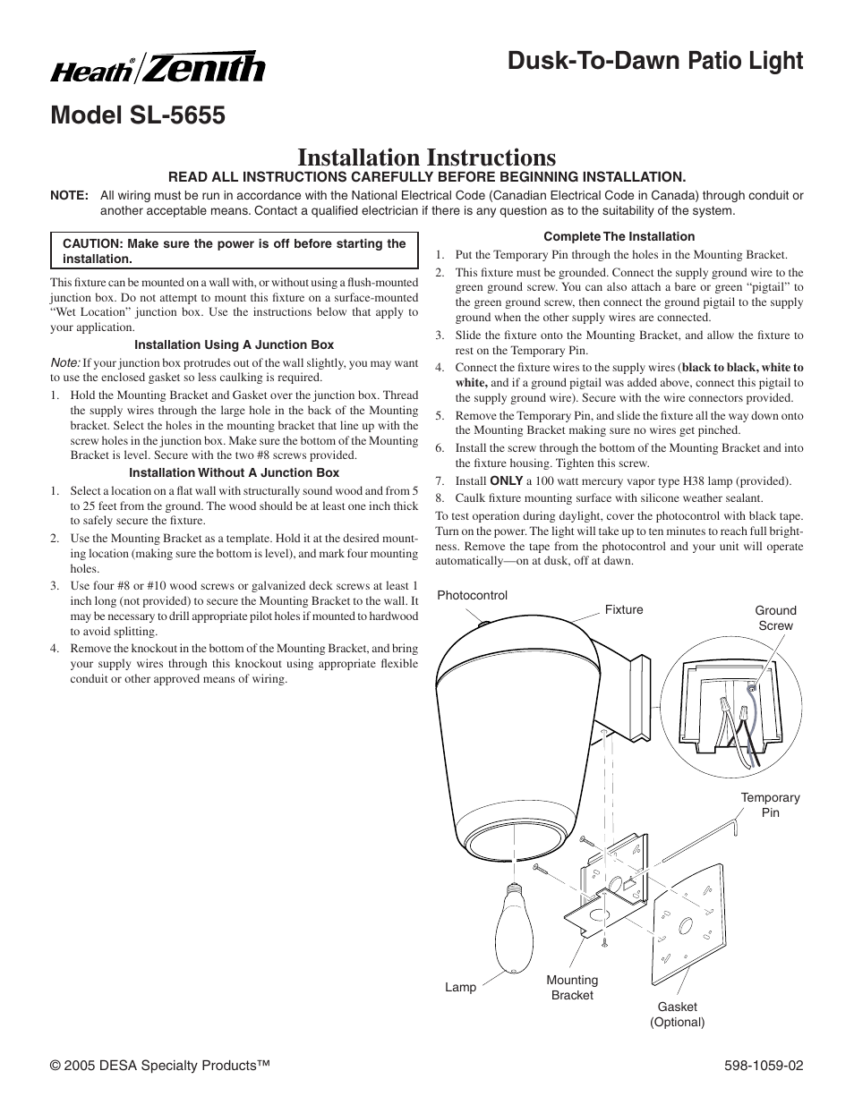 Heath Zenith SL-5655 User Manual | 8 pages