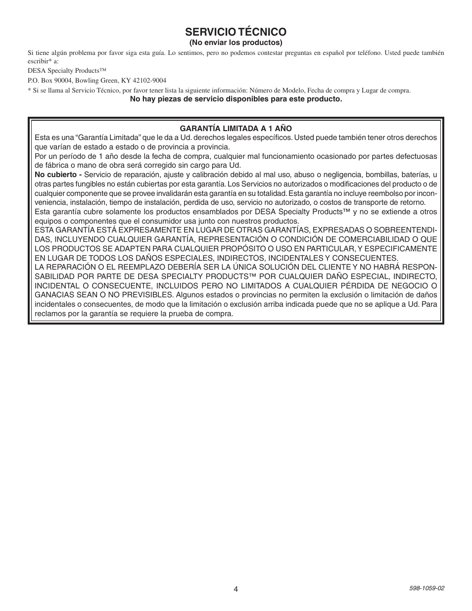 Servicio técnico | Heath Zenith SL-5655 User Manual | Page 4 / 8