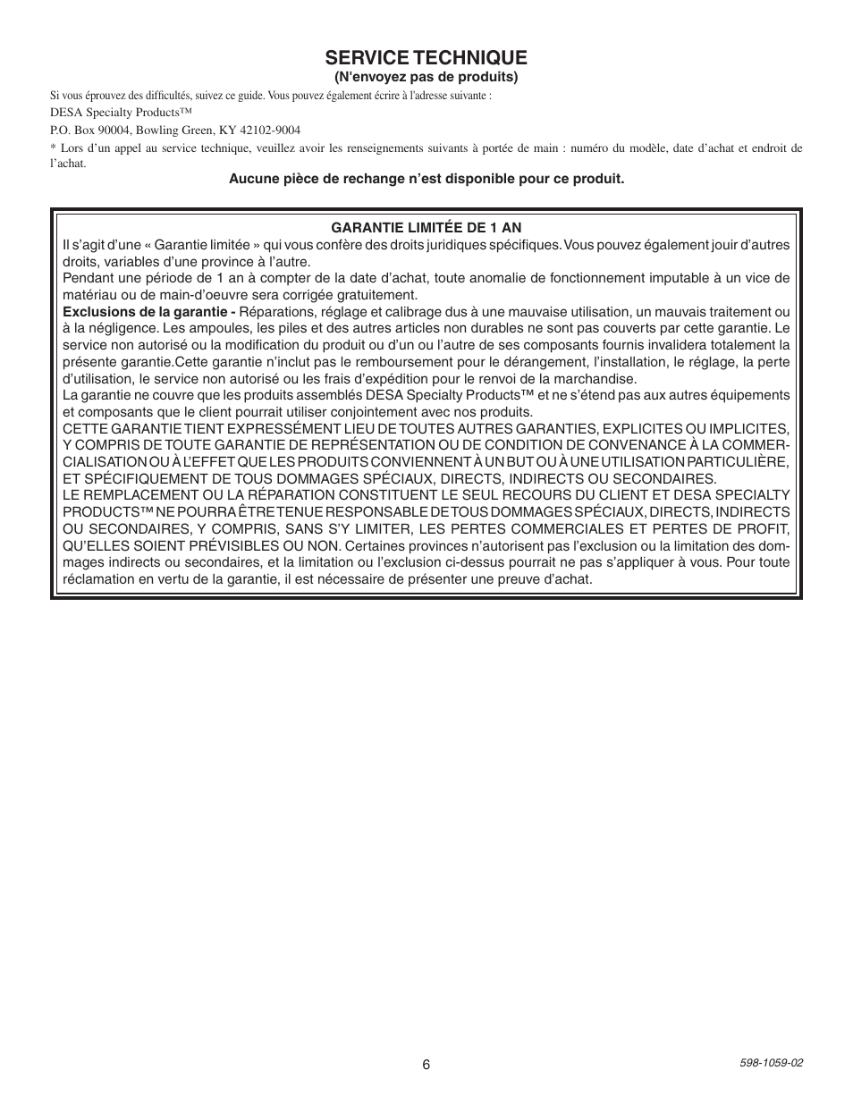 Service technique | Heath Zenith SL-5655 User Manual | Page 6 / 8