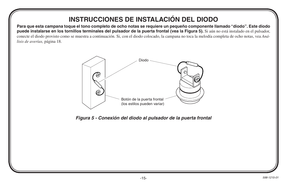 Instrucciones de instalación del diodo | Heath Zenith 598-1215-01 User Manual | Page 15 / 32