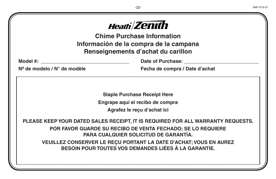Heath Zenith 598-1215-01 User Manual | Page 32 / 32