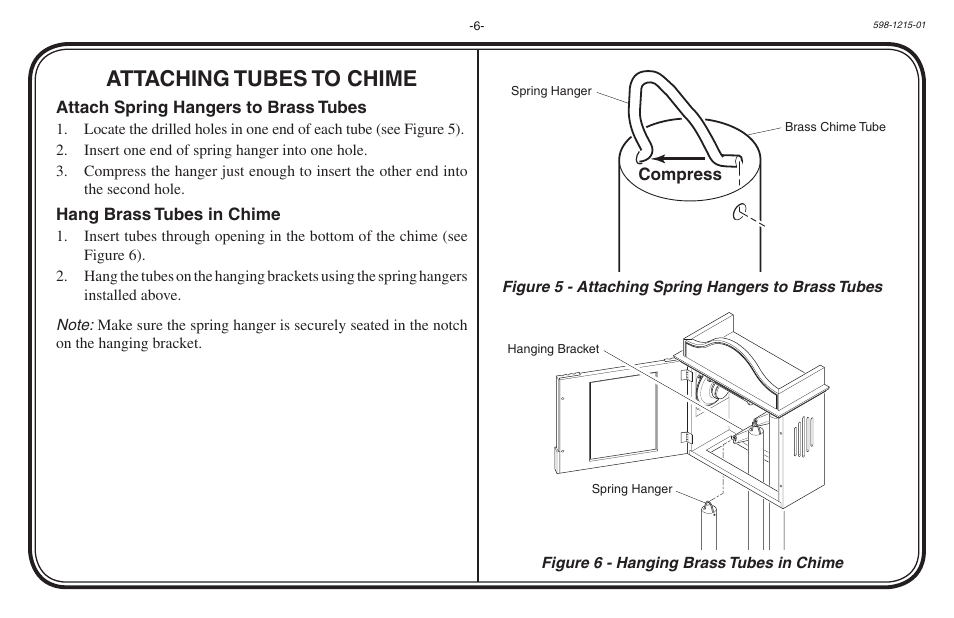 Attaching tubes to chime | Heath Zenith 598-1215-01 User Manual | Page 6 / 32