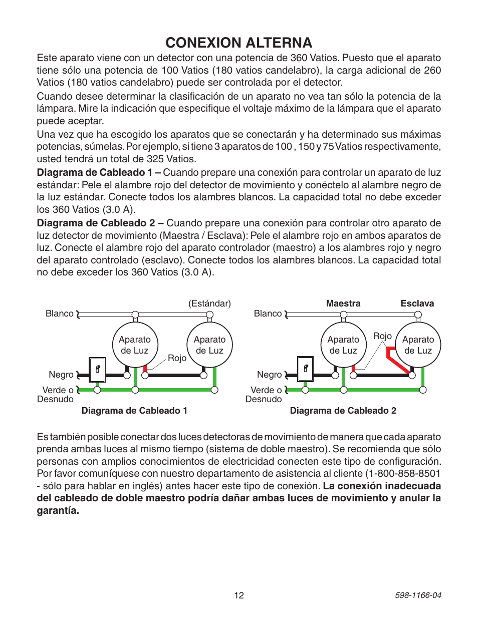 Conexion alterna | Heath Zenith Dual Brite PF-4125-AZ User Manual | Page 12 / 24