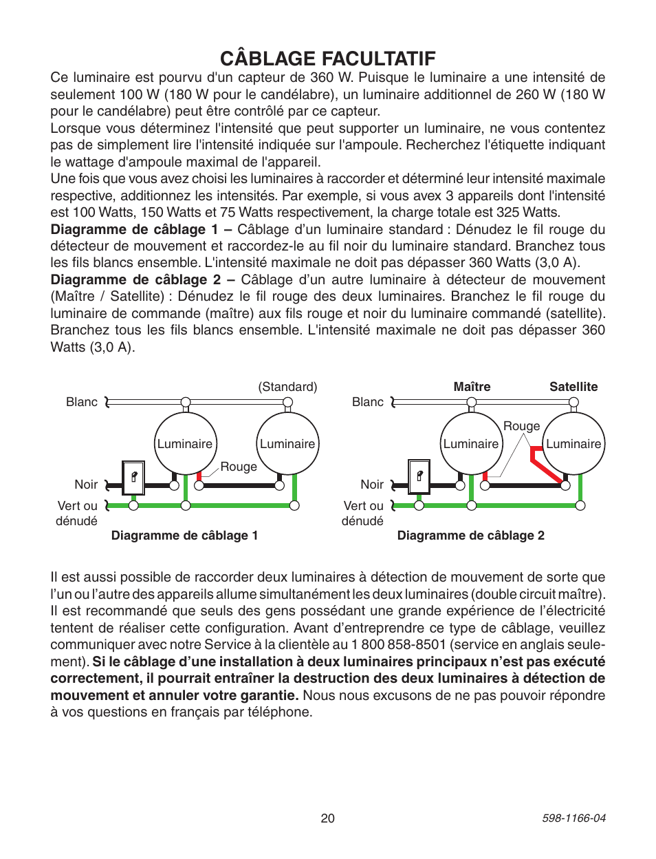 Câblage facultatif | Heath Zenith Dual Brite PF-4125-AZ User Manual | Page 20 / 24