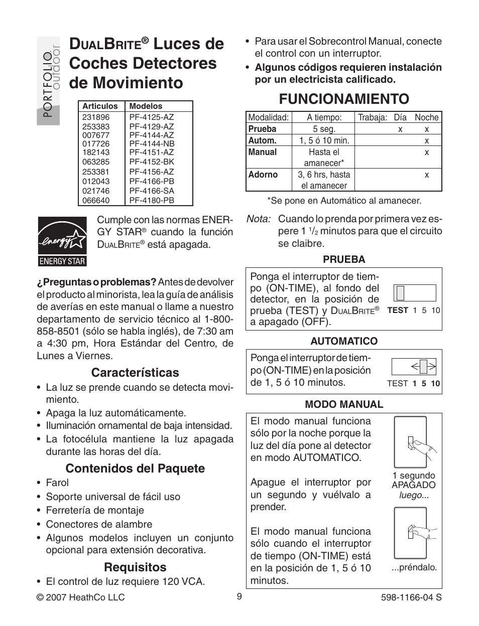 Heath Zenith Dual Brite PF-4125-AZ User Manual | Page 9 / 24