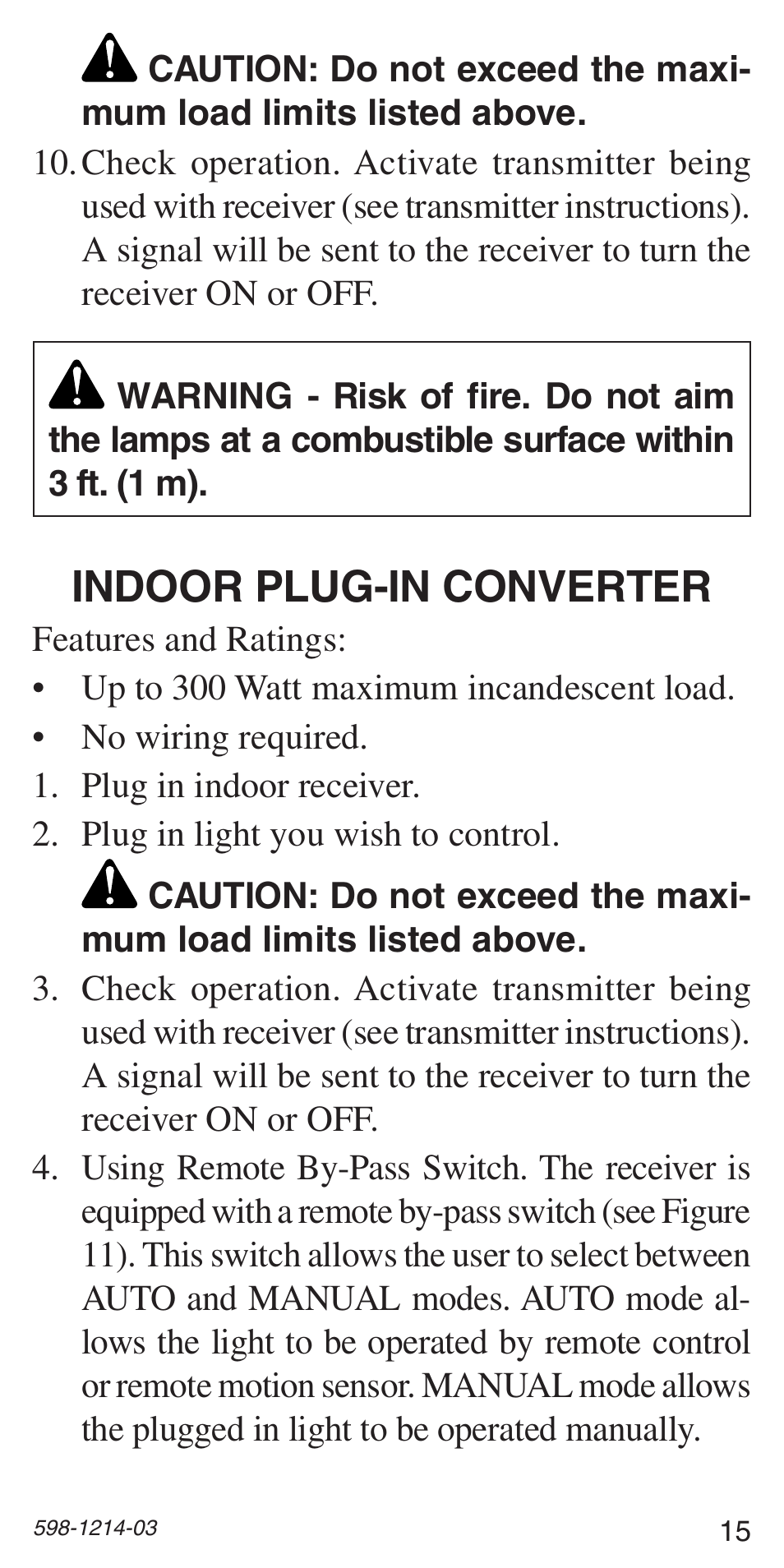 Indoor plug-in converter | Heath Zenith 598-1214-03 User Manual | Page 15 / 36