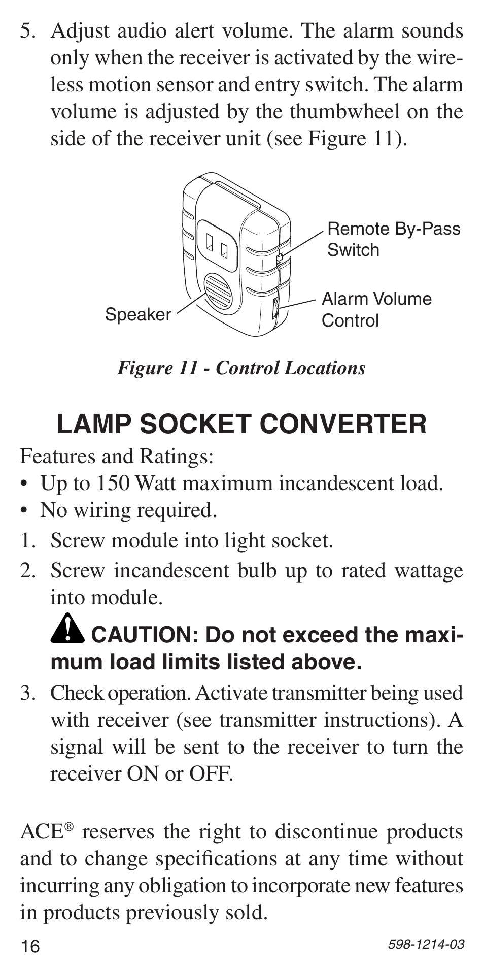 Lamp socket converter | Heath Zenith 598-1214-03 User Manual | Page 16 / 36