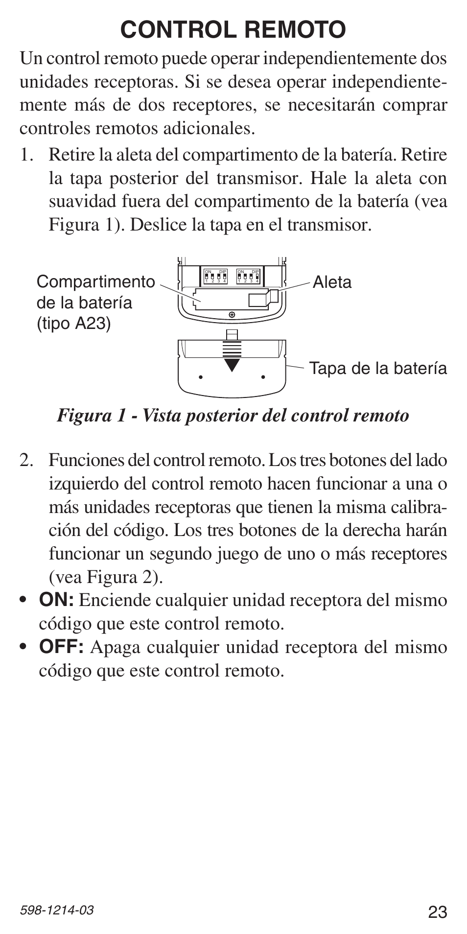 Control remoto | Heath Zenith 598-1214-03 User Manual | Page 23 / 36