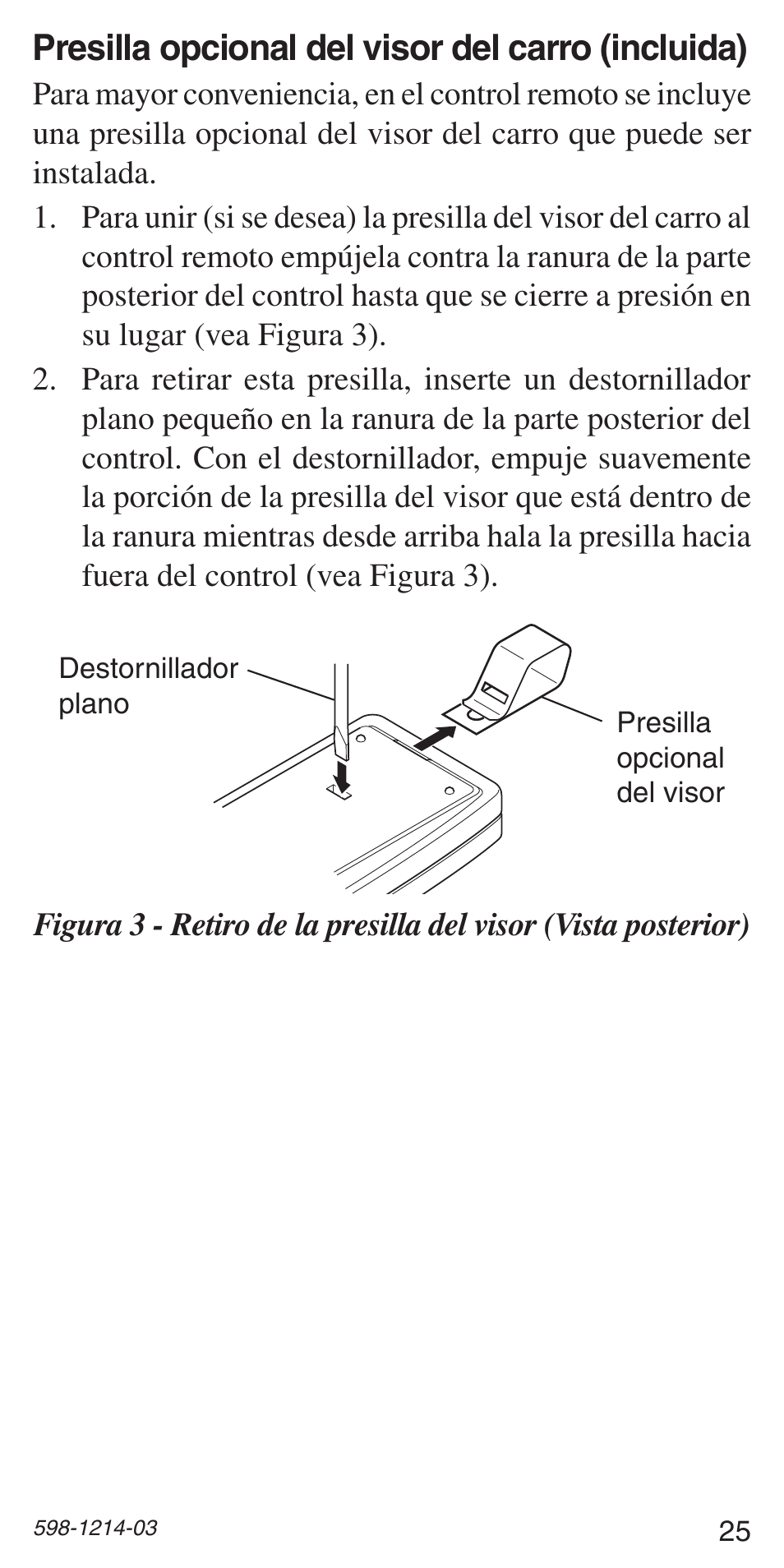 Presilla opcional del visor del carro (incluida) | Heath Zenith 598-1214-03 User Manual | Page 25 / 36