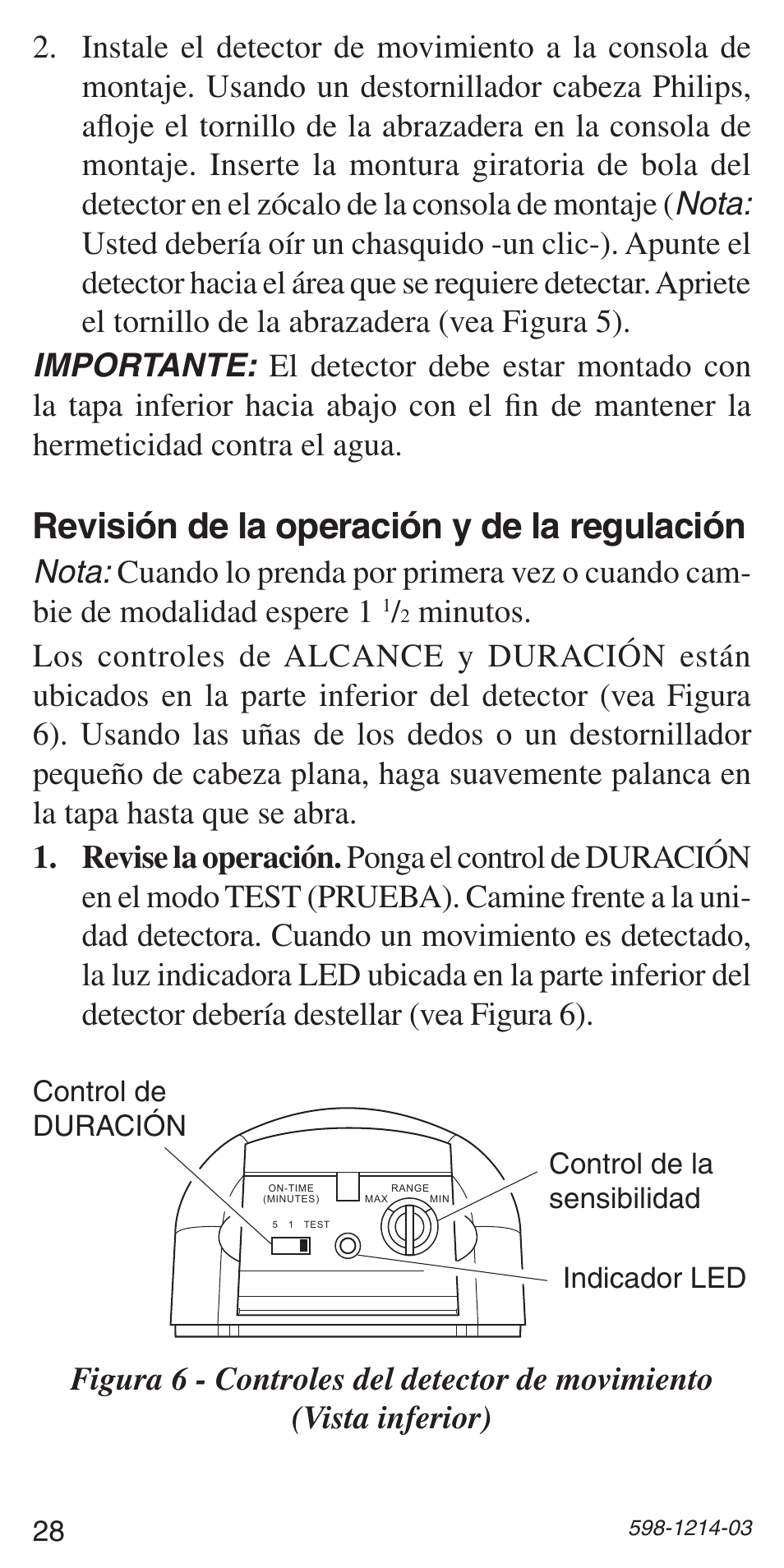 Revisión de la operación y de la regulación | Heath Zenith 598-1214-03 User Manual | Page 28 / 36
