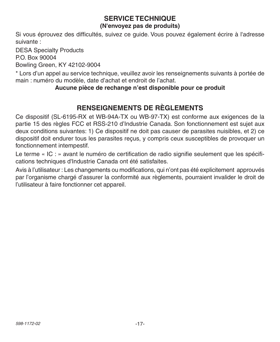 Heath Zenith 598-1172-02 User Manual | Page 17 / 20