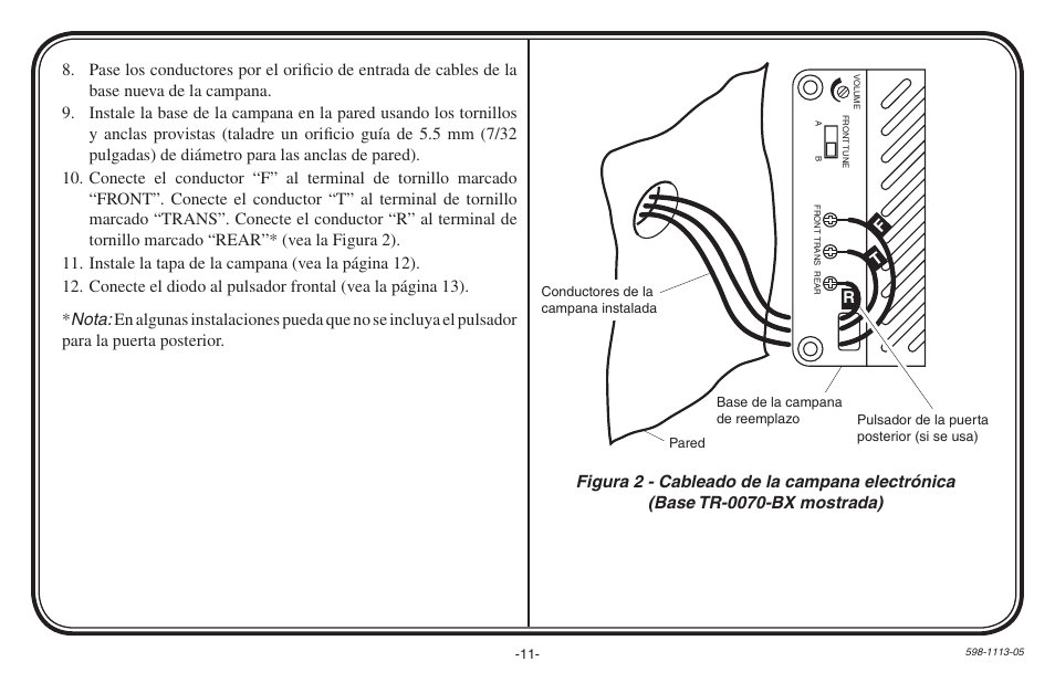 Fr t | Heath Zenith Hardwired Electronic Chime 598-1113-05 User Manual | Page 11 / 24