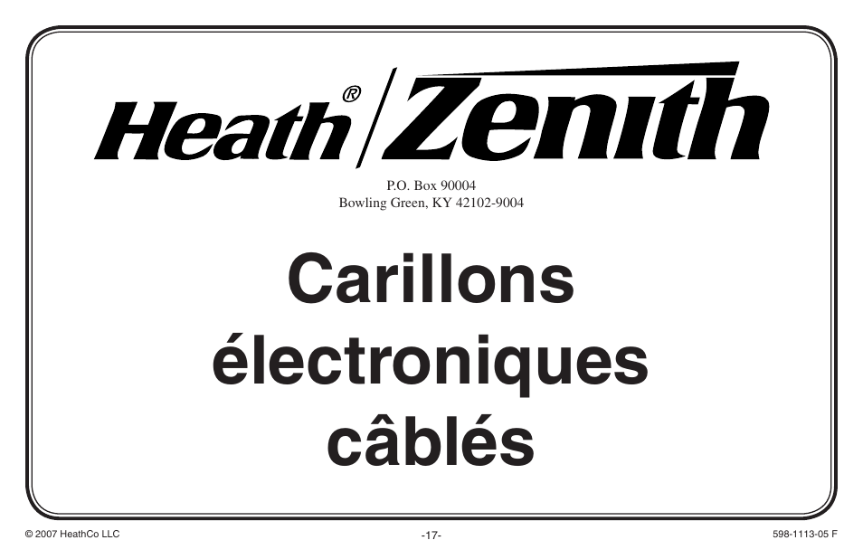 Carillons électroniques câblés | Heath Zenith Hardwired Electronic Chime 598-1113-05 User Manual | Page 17 / 24