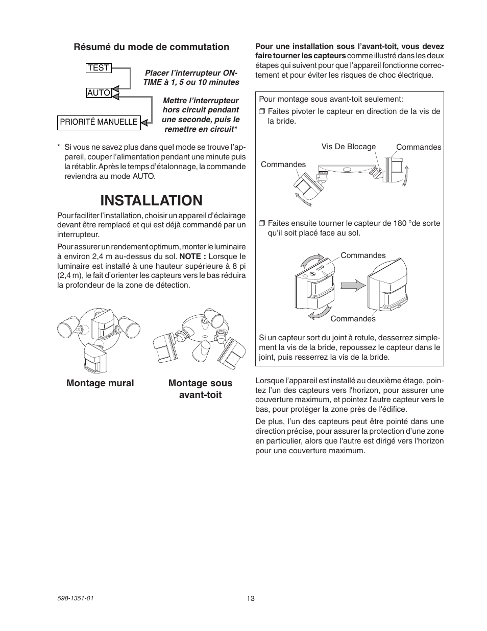 Installation | Heath Zenith MSL360FWPB User Manual | Page 13 / 16