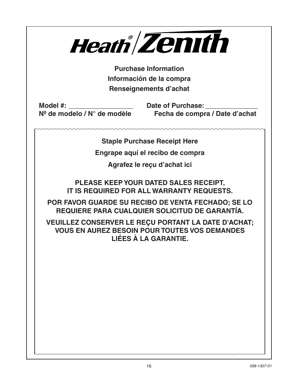 Heath Zenith 5716 User Manual | Page 16 / 16