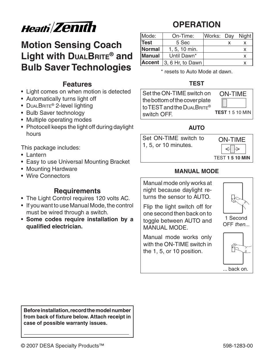 Heath Zenith 598-1283-00 User Manual | 24 pages