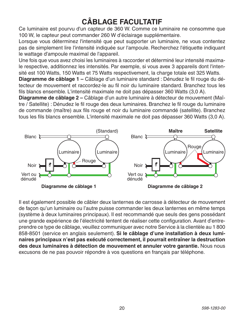 Câblage facultatif | Heath Zenith 598-1283-00 User Manual | Page 20 / 24