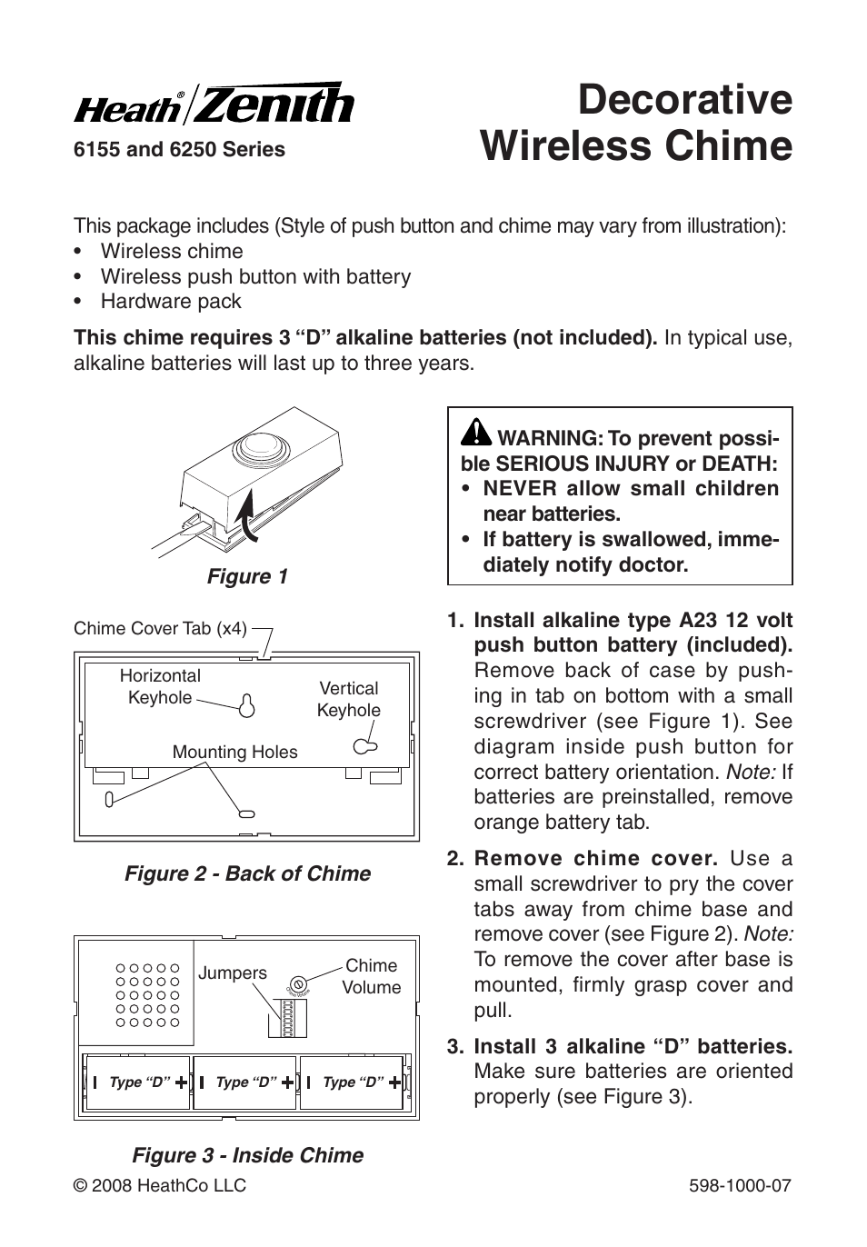 Heath Zenith Decorative Wireless Chime 598-1000-07 User Manual | 24 pages