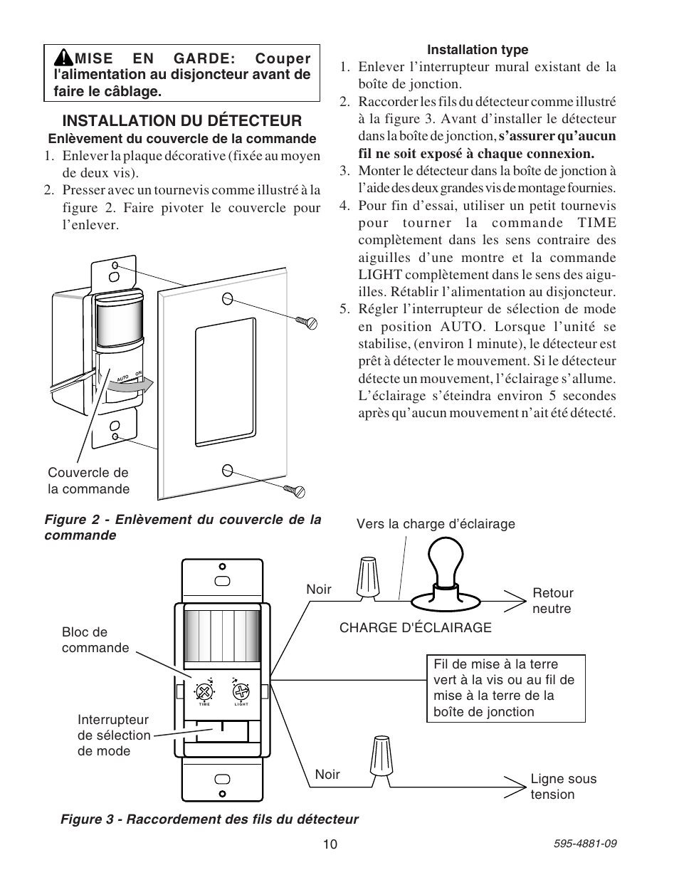 Installation du détecteur | Heath Zenith SL-6105 User Manual | Page 10 / 12