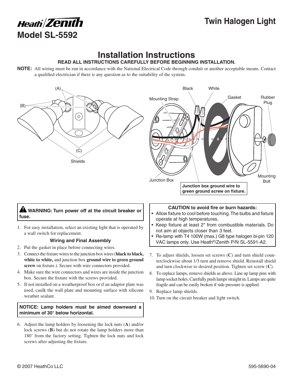 Heath Zenith SL-5592 User Manual | 4 pages