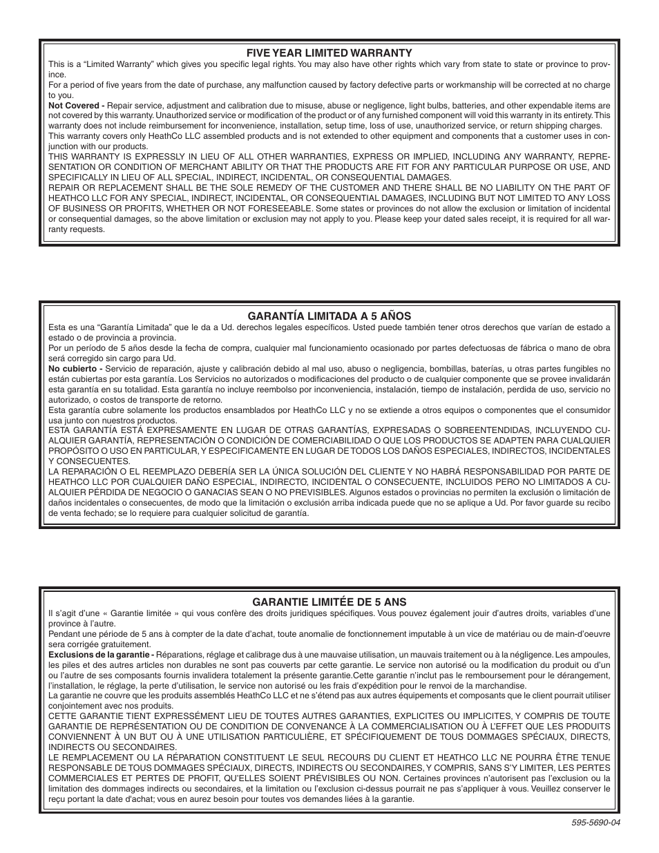 Heath Zenith SL-5592 User Manual | Page 4 / 4