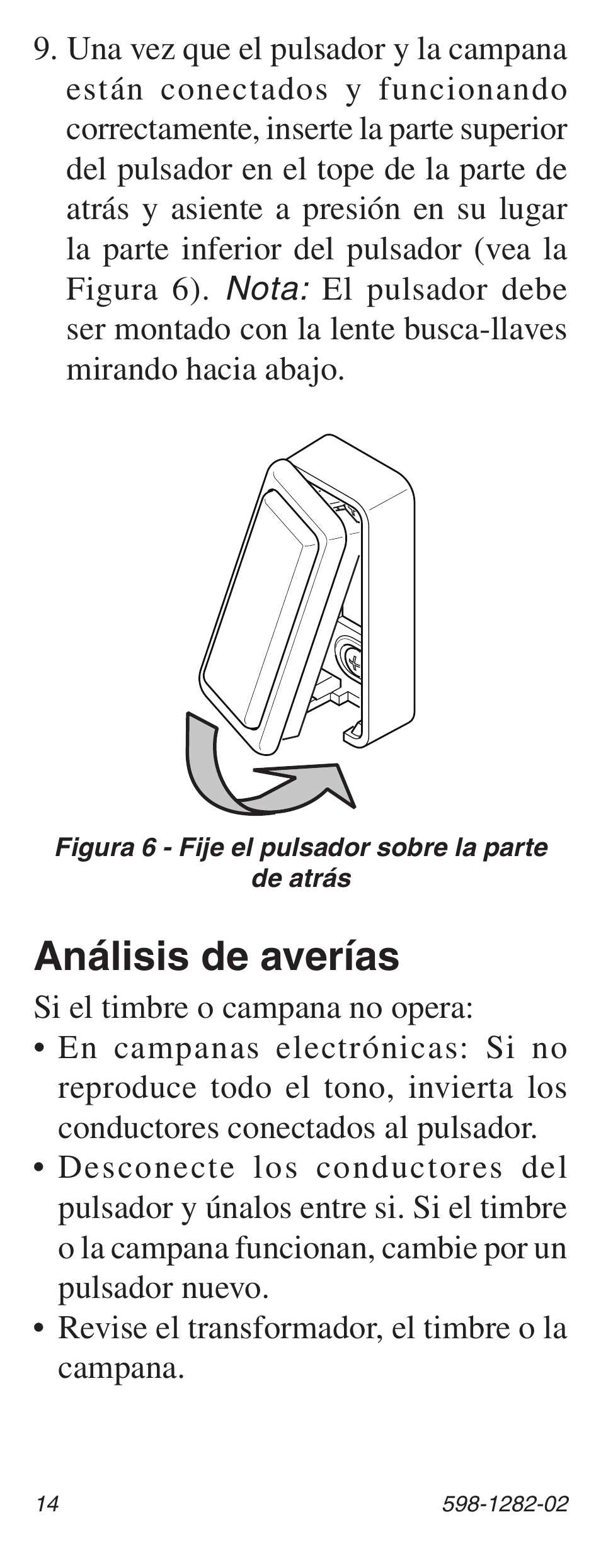Análisis de averías | Heath Zenith 598-1282-02 User Manual | Page 14 / 24