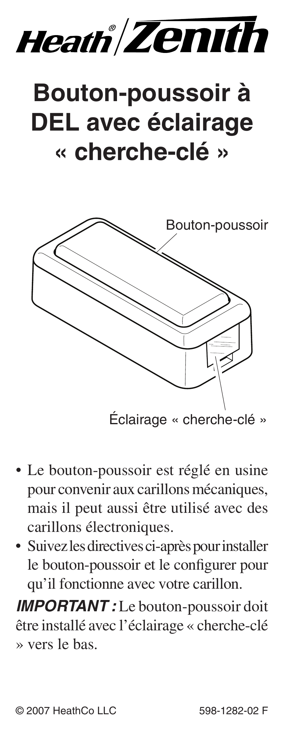 Bouton-poussoir à del avec éclairage « cherche-clé | Heath Zenith 598-1282-02 User Manual | Page 17 / 24