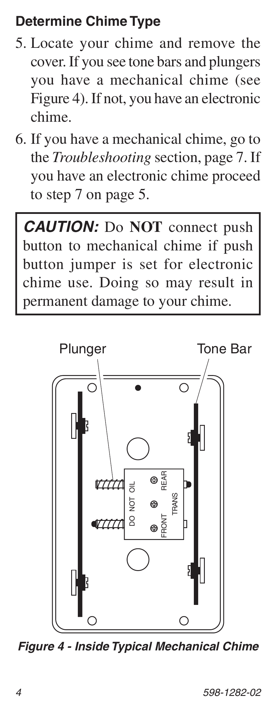 Tone bar, Plunger determine chime type | Heath Zenith 598-1282-02 User Manual | Page 4 / 24